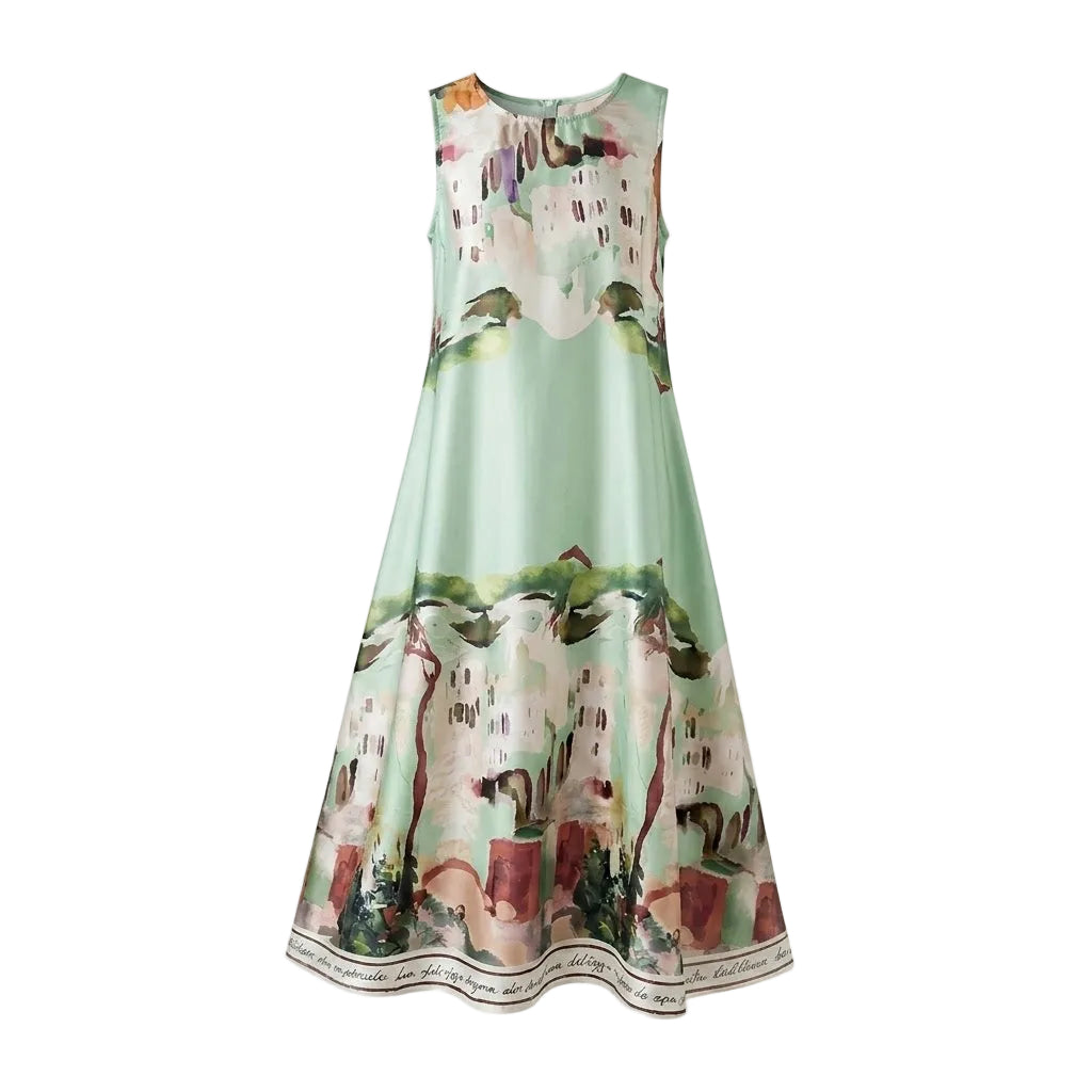 Amalfi Satin Dress - Green