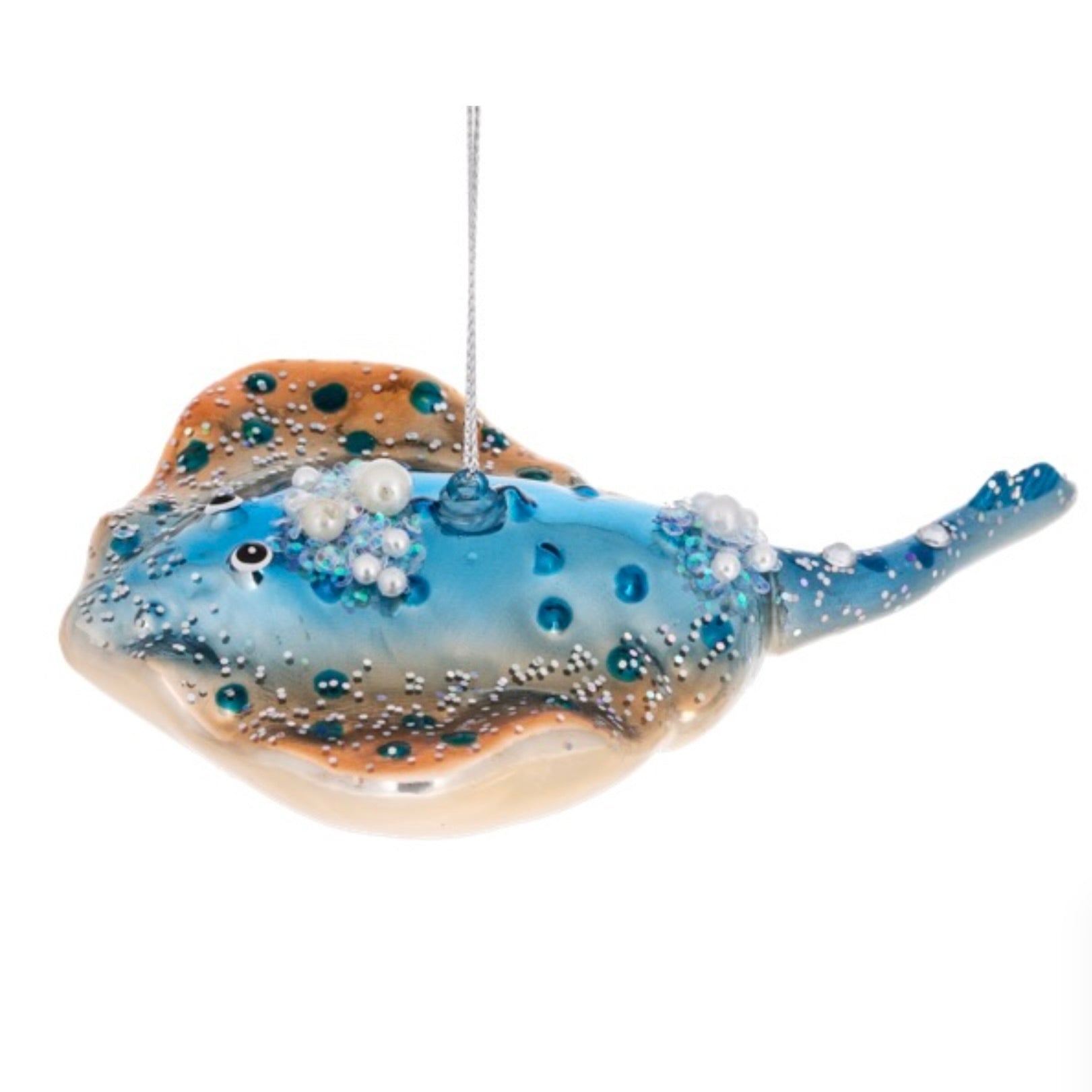 Blue Stingray Glass Ornament
