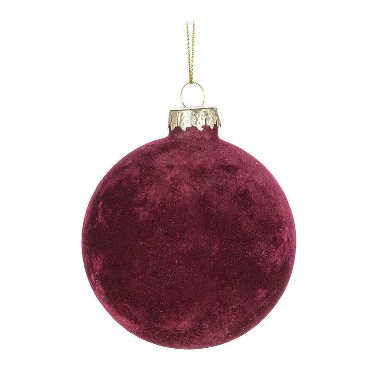 Burgundy Velvet Glass Ball Ornament | Putti Christmas Decorations