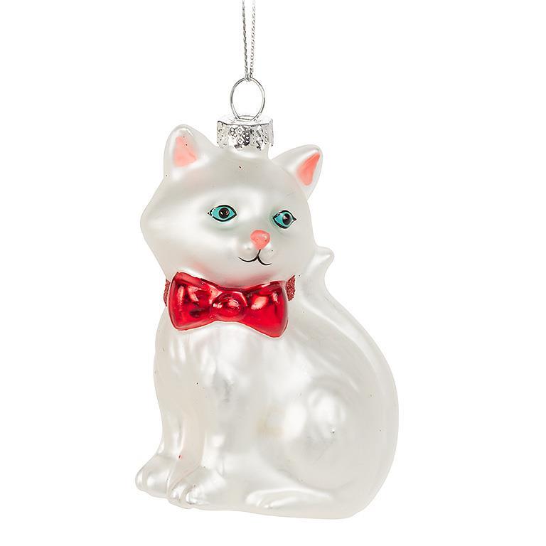 Sitting Cat with Bow Ornament | Christmas Holiday Decorations