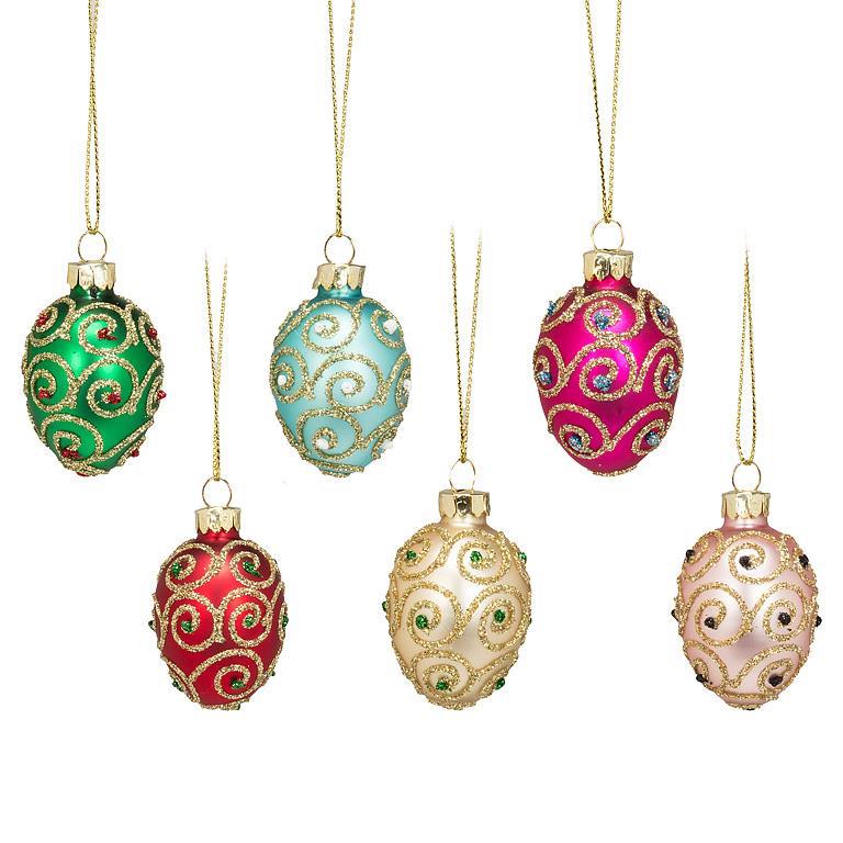 Mini Fancy Glass Egg Ornaments | Putti  Christmas Decorations
