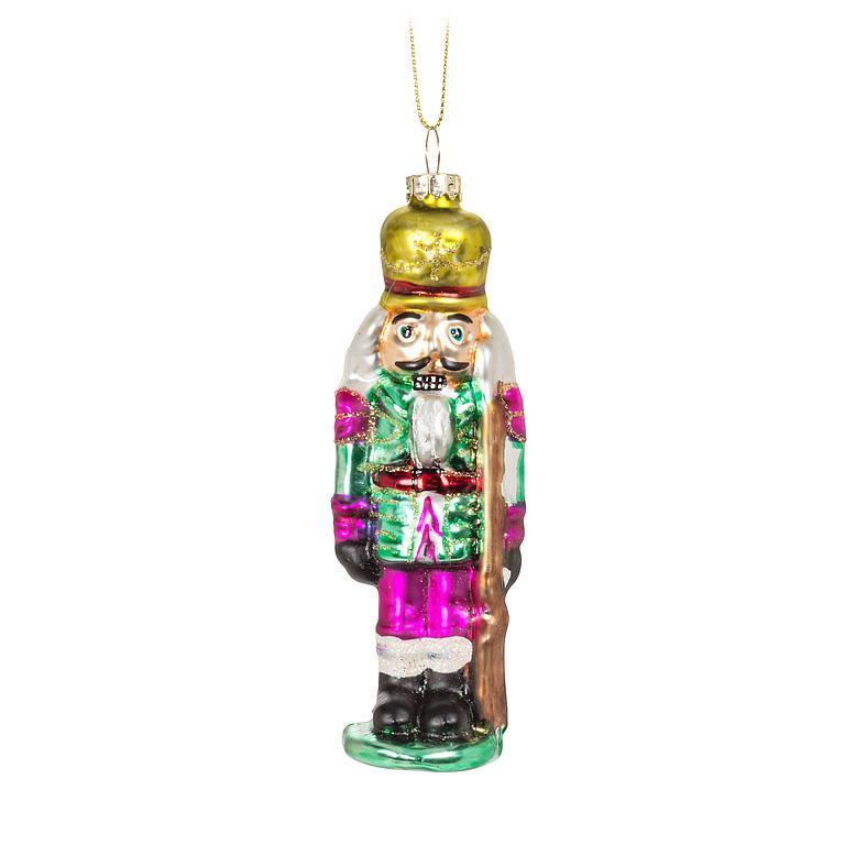 Multi Color Bright Glass Nutcracker Ornament