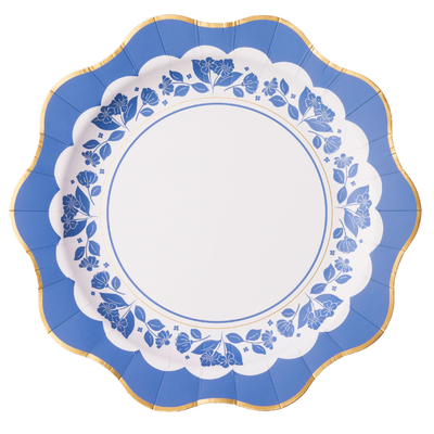 Bonjour Fête Belle Blue Floral Paper Dinner Plates
