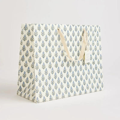 Hand Block Printed Gift Bags Blue Stone - Large