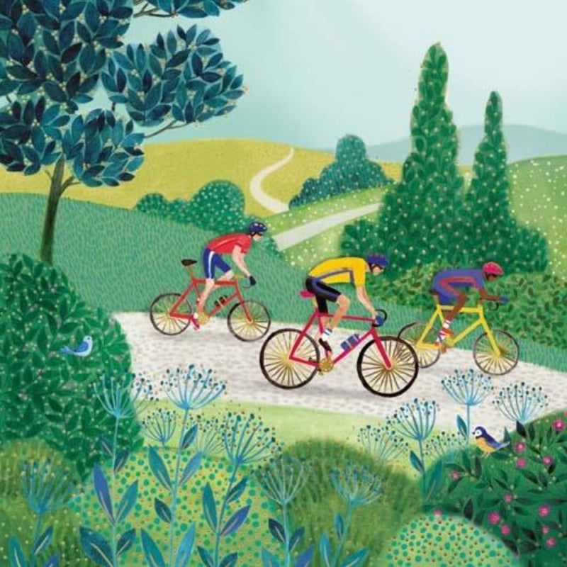 Cyclists Through Countryside Greeting Card