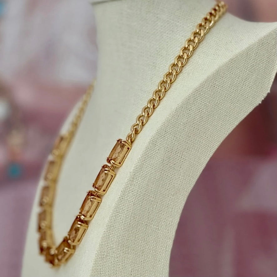 Valentine Rouge "Accidental Icon" Swarovski Topaz Crystal Necklace