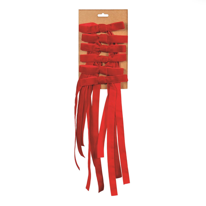 Red Ribbon Bow Ornament Set of 6