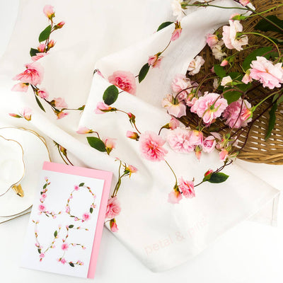 Love Floral Design Linen Tea Towel | Putti Fine Furnishings