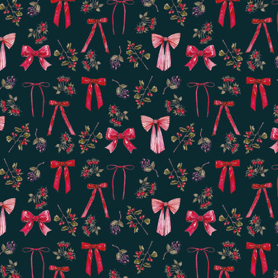 Bows and Berries Noir Christmas Wrapping Paper
