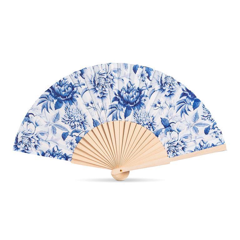 Blue Chintz Print Hand Fan | Putti Christmas Decorations