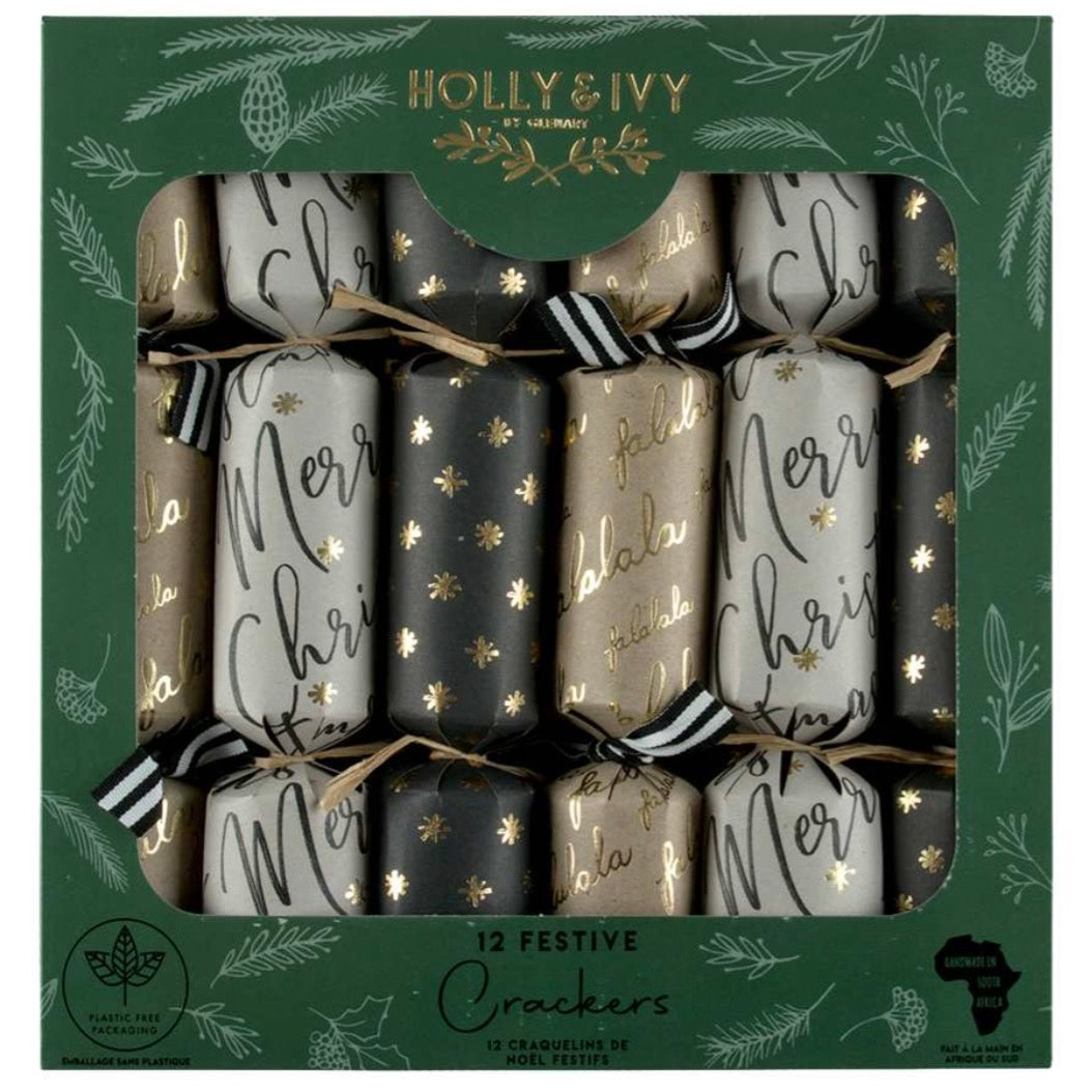 Holly & Ivy Merry Xmas Festive Christmas Crackers | Putti Christmas