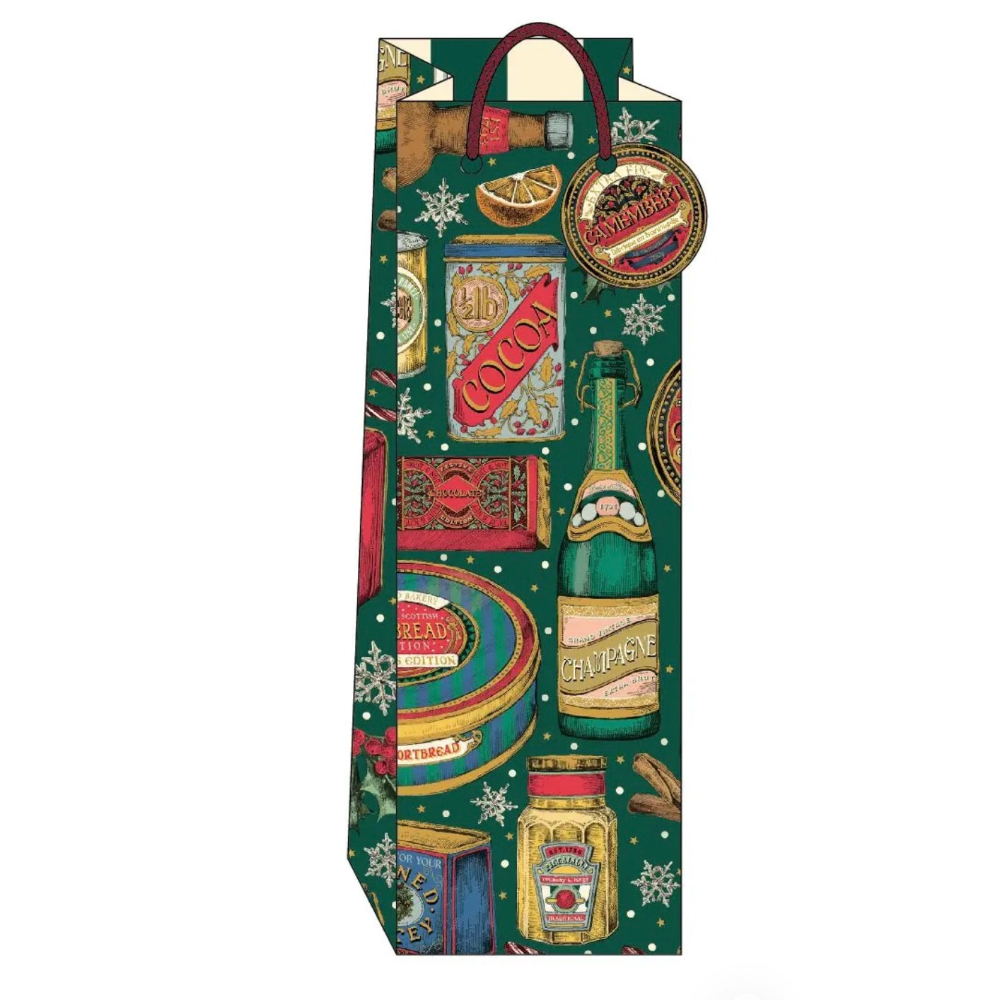 Vintage Food Christmas Bottle Gift Bag