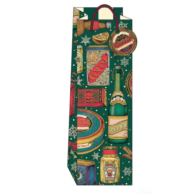 Vintage Food Christmas Bottle Gift Bag