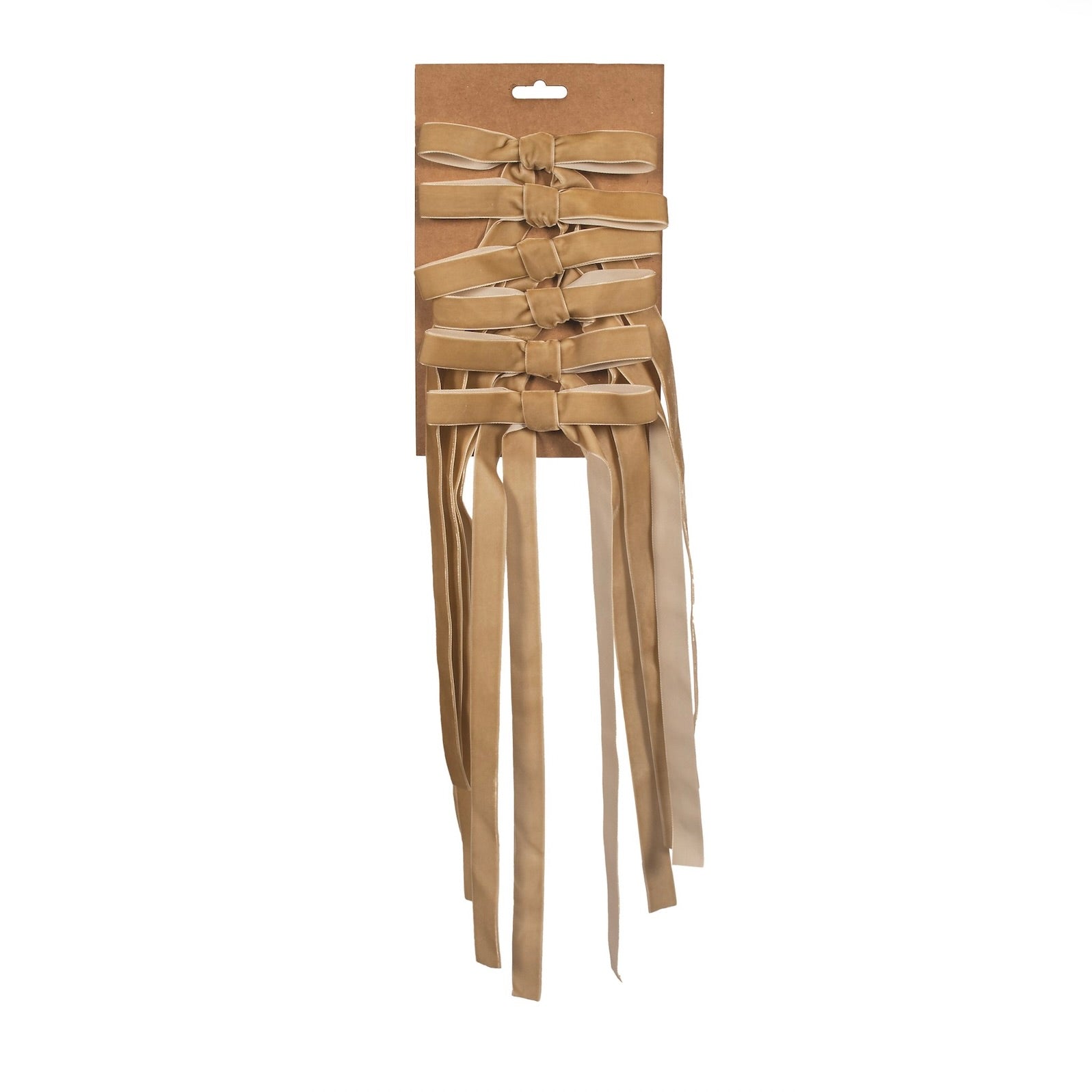Tan Ribbon Bow Ornament Set of 6
