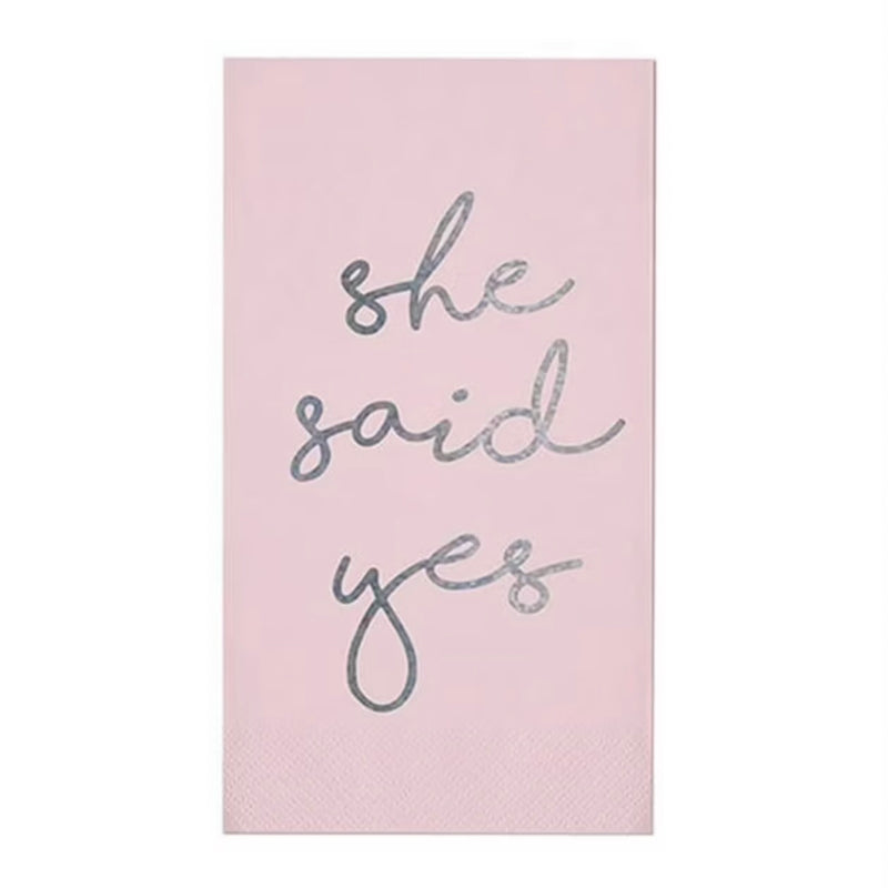 "She Said Yes" Silver Foil Paper Guest Towel