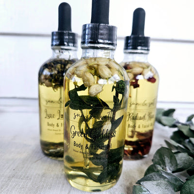 Body and Face Infused Almond Oil - Green Goddess