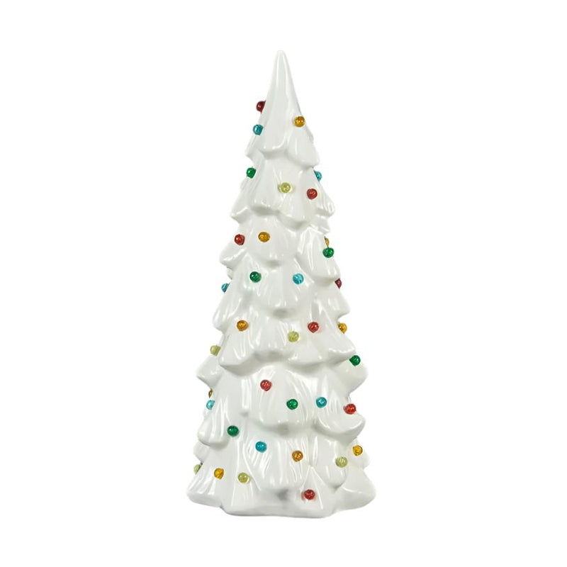 Tall White Retro Style Ceramic Tree with Lights - Medium