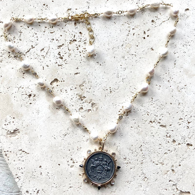 Coin with Pearl Necklace