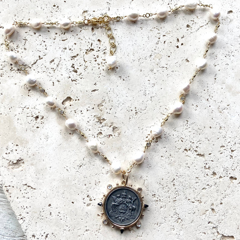 Coin with Pearl Necklace