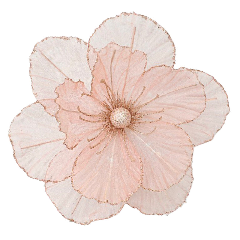 Pink Shear Magnolia with Clip | Putti Christmas Decorations