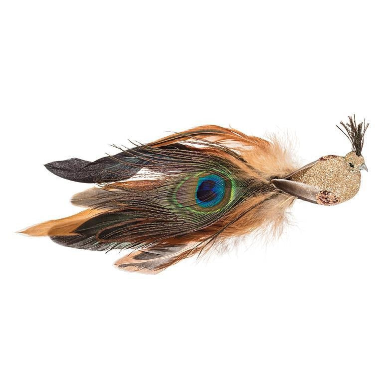Glitter Peacock Birdclip | Putti Christmas Decorations