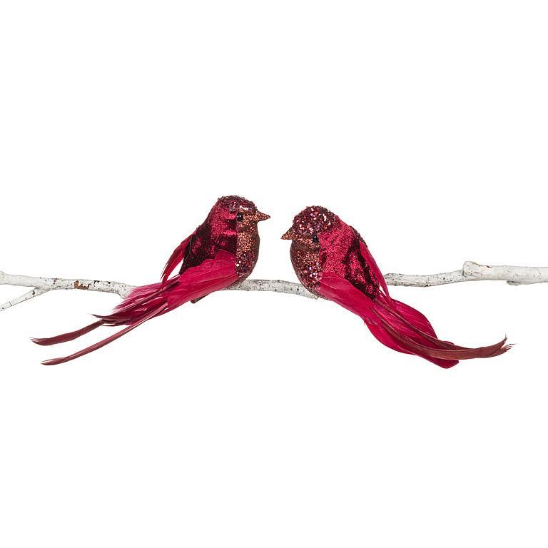 Red Birdclip with Long Curly Tail