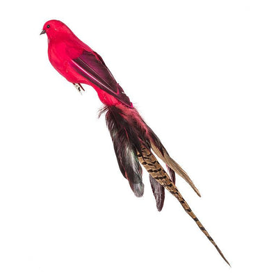 Red Large Bird Clip with Long Tail