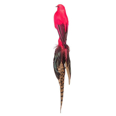 Red Large Bird Clip with Long Tail