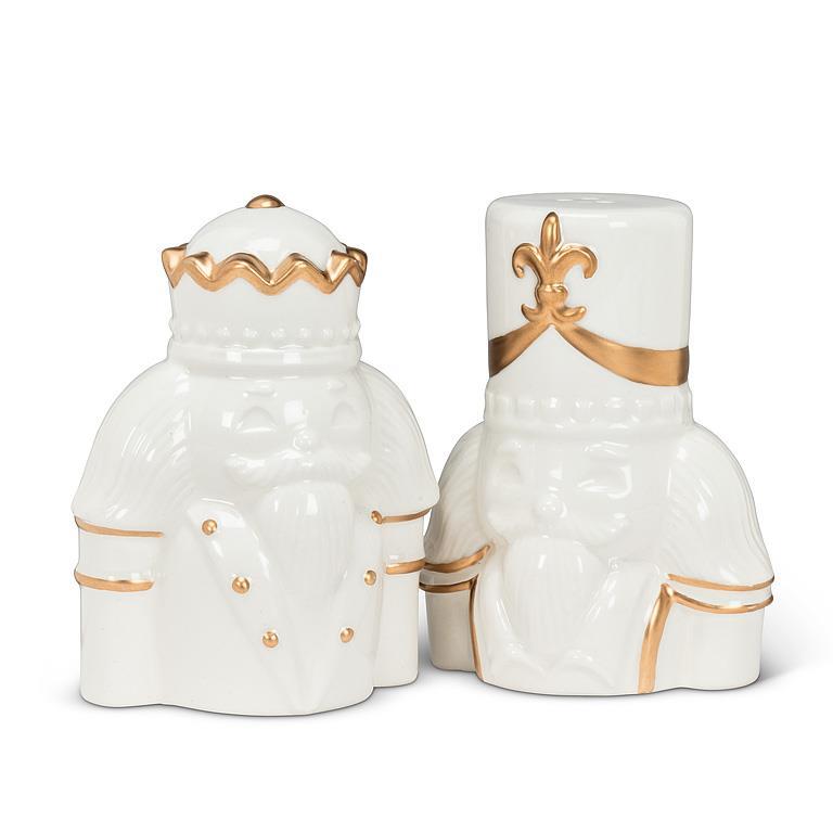 White with Gold Nutcracker Salt & Pepper | Putti Christmas