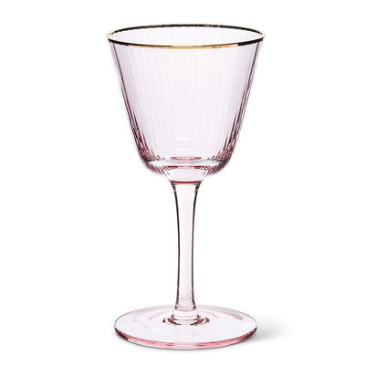 Pink Optic Cocktail Glass with Gold Rim | Putti Fine Furnishings Canada