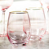 Pink Optic Stemless Wine Glass with Gold Rim