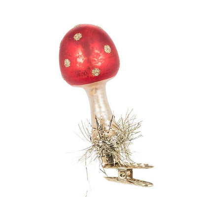 Vintage Mushroom Clip Ornament - Red