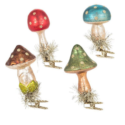 Vintage Mushroom Clip Ornament - Red