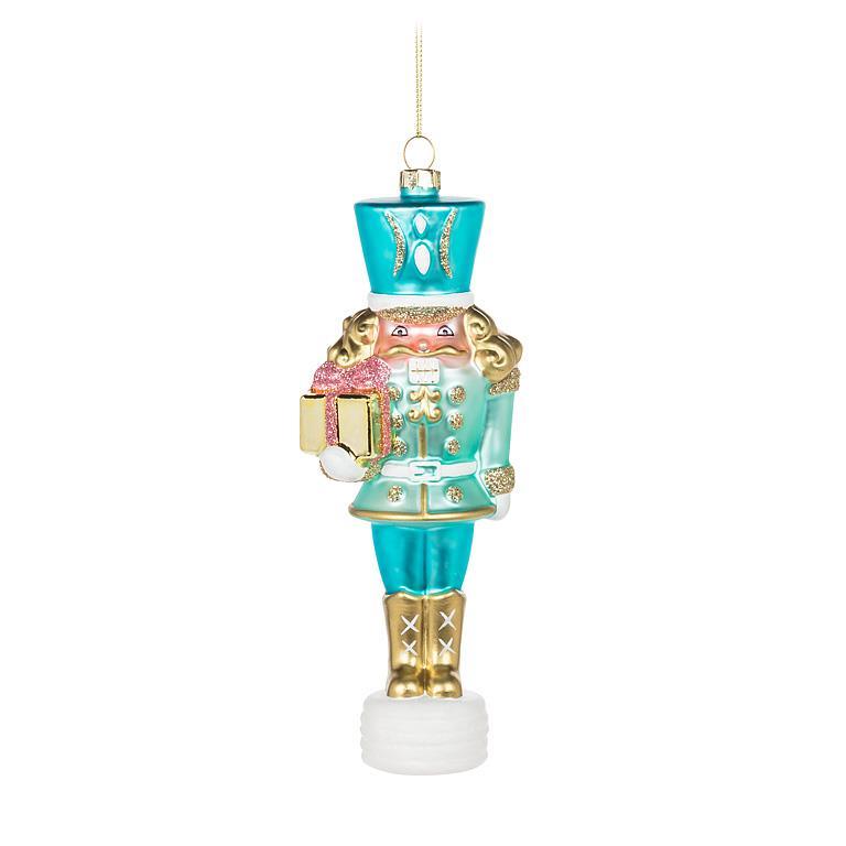 Large Turquoise Glass Nutcracker | Putti Christmas Decorations