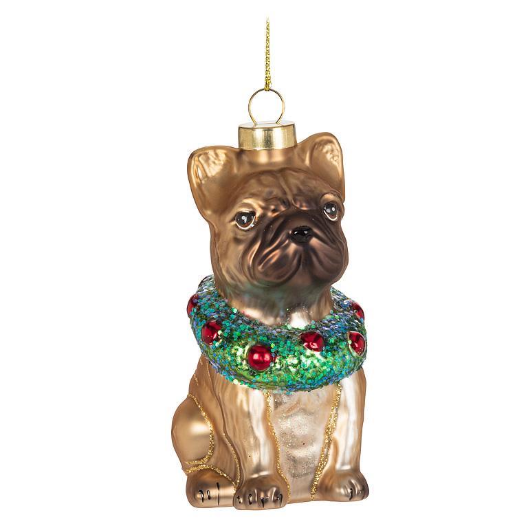 Sitting Bulldog Ornament | Putti Christmas Decorations