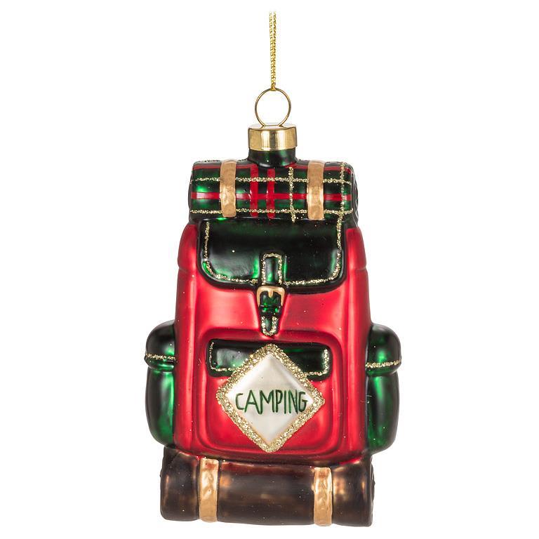Camping Backpack Red Ornament Putti Christmas Decorations