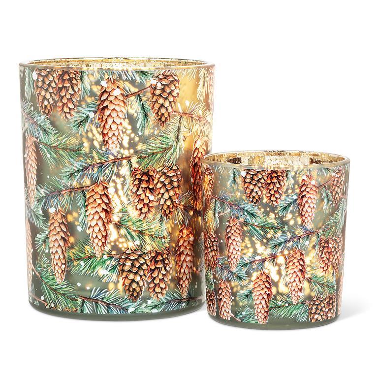 Frosted Pinecones Votive Holder - Small