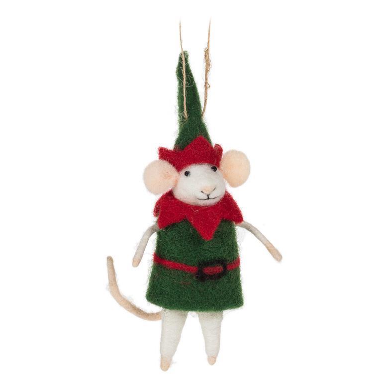Elf Costume Mouse Ornament | Putti Christmas Celebrations