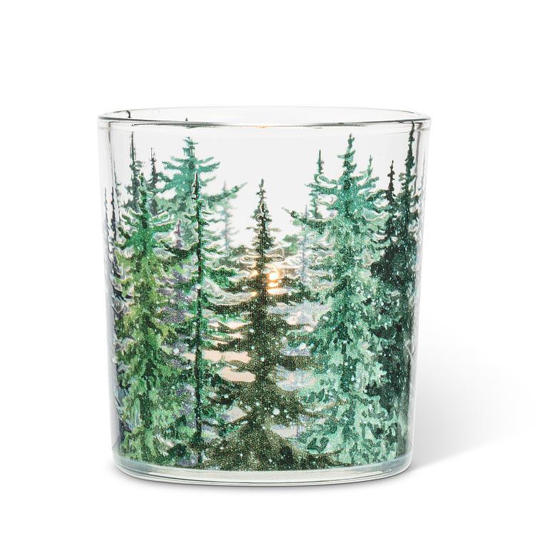 Pine Trees Glass Votive Holder | Putti Fine Furnishings Canada