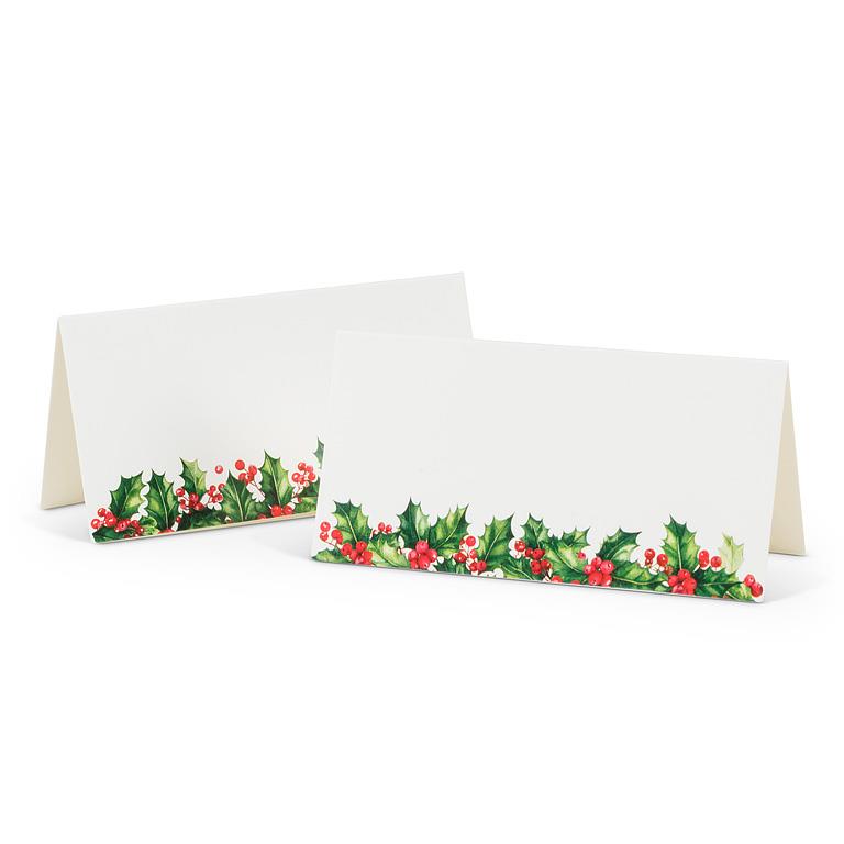 Holly Border Folded Placecards | Putti Fine Furnishings Christmas