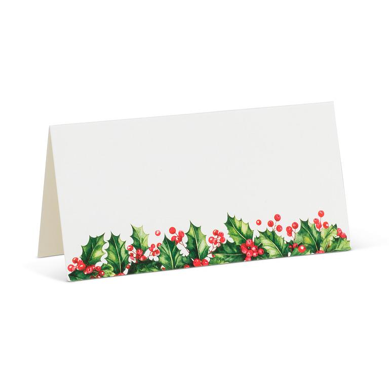 Holly Border Folded Placecards | Putti Fine Furnishings Christmas