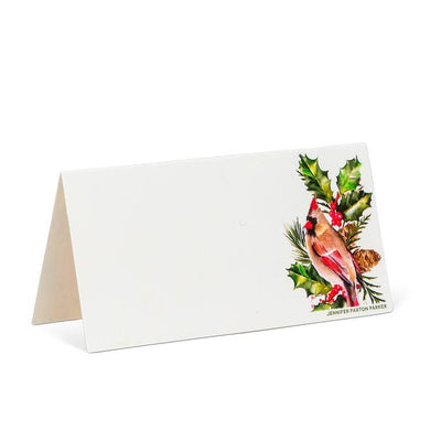 Holly & Cardinal Fold Placecard