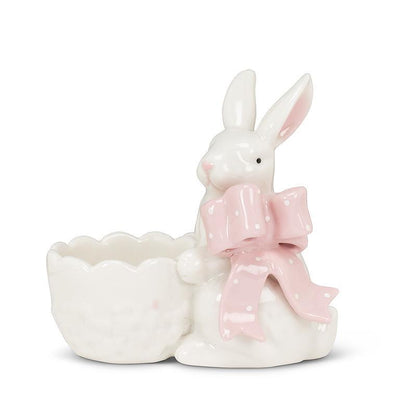 Bunny with Pink Bow and Basket | Putti Fine Furnishings