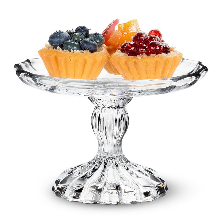 Sm Embossed Glass Pedestal Plate