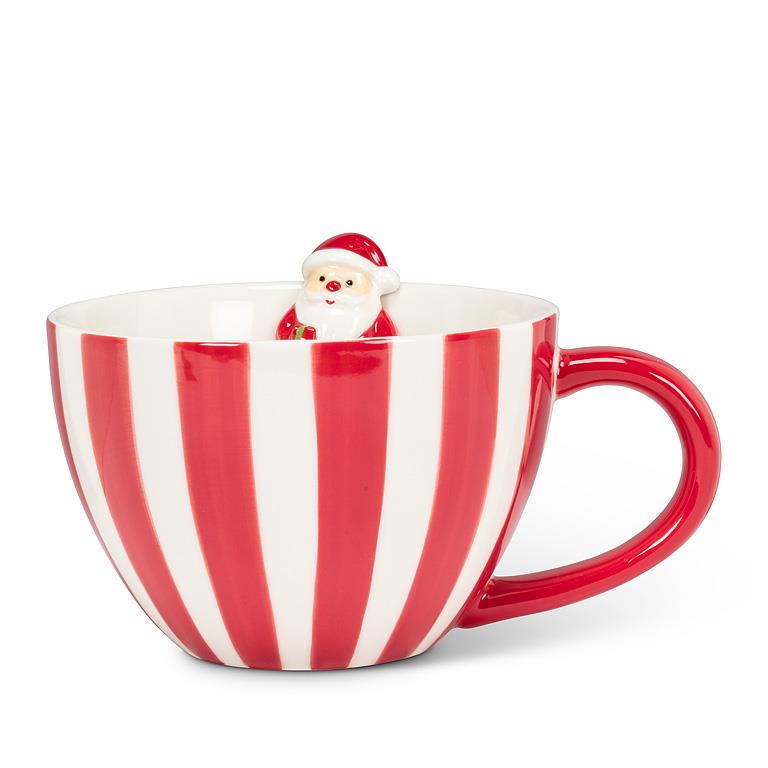 Wide Striped Mug with Santa | Putti Christmas Entertaining