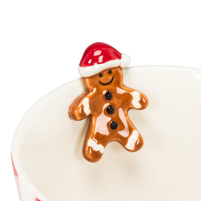 Wide Striped Mug withGingerbread Man