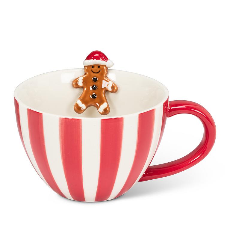Wide Striped Mug withGingerbread Man | Putti Christmas Entertaining