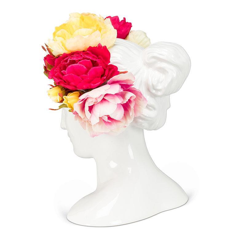 Large Woman Head Vase with Holes