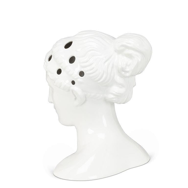 Large Woman Head Vase with Holes