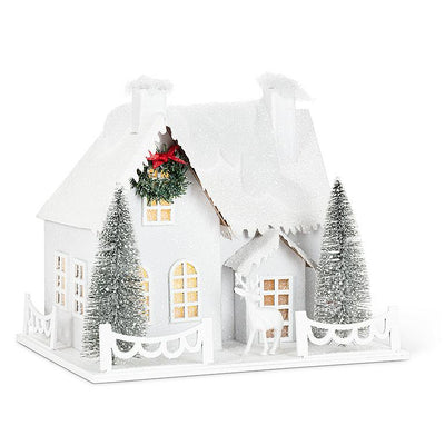 Large Snowy House & Deer with LED | Putti Christmas Decorations